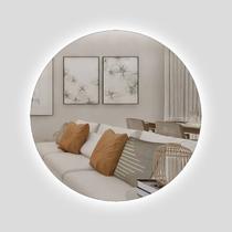 Espelho Redondo Decorativo com Led Branco 60cm para Banheiro Quarto Sala