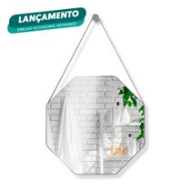 Espelho Redondo Decorativo Suspenso Alça 60cm + Pendurador