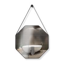 Espelho Redondo Decorativo Suspenso Alça 60cm + Pino