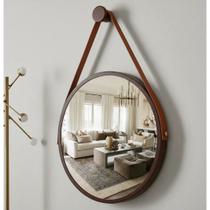 Espelho Redondo Decorativo Suspenso Com Alça 50cm - Cores -