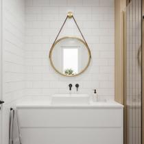 Espelho Redondo Decorativo Suspenso Com Alça 50cm - Cores -