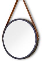 Espelho Redondo Decorativo Suspenso Com Alça 60cm + Suporte - MEV MIRROR