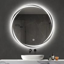 Espelho Redondo Decorativo Touch Led Desembaçador 60x60 cm