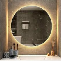 Espelho Redondo Gigante Com LED LUZ AMARELA 90cm Circulo de Fogo Fonte Inclusa Bivolt 110/220 Com Pe - Jóia Vidros e Espelhos