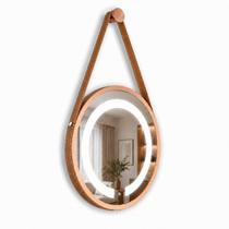 Espelho Redondo Iluminado Adnet 40cm com Alça Touch 2LEDs Cor:MarromCaramelo Espelho Redondo Iluminado Adnet 40cm com Alça Touch 2LEDs Cor:MarromCaramelo