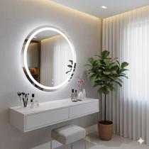 Espelho Redondo Iluminado LED Frio 6000K Touch Screen Jateado Ideal para Banheiro e Camarim Tamanho:60cm