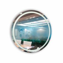 Espelho Redondo Jateado 50x50cm 3 TONS DE LED e botão TOUCH SCREEN e FONTE SLIN Intensidade Ajustável