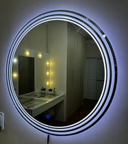 Espelho REDONDO JATEADO 60x60 Iluminado com Led e Botão Touch Novo Modelo