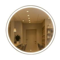 Espelho Redondo Jateado Com Led Branco 60x60 Lapidado Touch Espelho Redondo Jateado Com Led Branco 60x60 Lapidado Touch