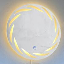 Espelho Redondo Jateado com SENSOR DE MOVIMENTO e 3 cores de LED 60X60cm, para Quarto, Banheiro, Sala, Camarim