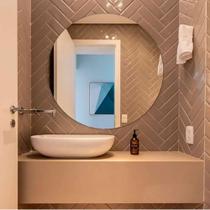 Espelho Redondo Lapidado 2 unidades Banheiro Quarto 40cm Decorativo Vidro