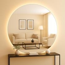 Espelho Redondo Lapidado Led 70x70 Banheiro Decorativo Hall Espelho Redondo Lapidado Led 70x70 Banheiro Decorativo Hall