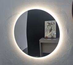 Espelho Redondo Led 80cm Com Luz Quente 220V Para Sala Lyo
