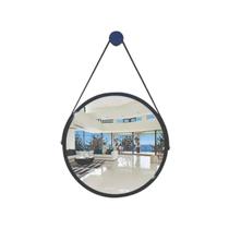 Espelho Redondo Luxo 60cm Suspensão Alça Preta Espelho Redondo Luxo 60cm Suspensão Alça Preta