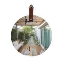 Espelho Redondo Slim Decorativo Suspenso Alça Caramelo 55cm Banheiro Sala Quarto Alta Qualidade Reduna