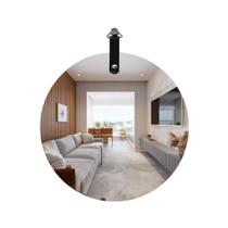 Espelho Redondo Slim Decorativo Suspenso Alça Preto 55cm Banheiro Alta Qualidade Reduna