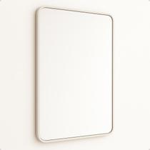 Espelho Retangular 110x50 Moldura Alumínio Design Retrô para Banheiro, Quarto ou Sala