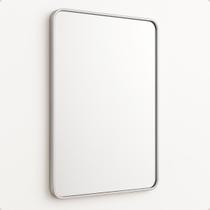 Espelho Retangular 110x50 Moldura Alumínio Design Retrô para Banheiro, Quarto ou Sala