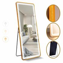 Espelho Retangular 170X70 com Suporte de Chão + LED Jateado 3 Intensidades Decorativo Espelho Retangular 170X70 com Suporte de Chão + LED Jateado 3 Intensidades Decorativo