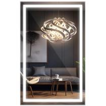 Espelho Retangular 40x60cm Jateado com LED Lapidado Branco Frio Vertical