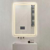 Espelho Retangular 40x60cm Jateado com LED Lapidado Branco Neutro Vertical
