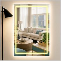 Espelho Retangular 40x80 com Led botão Touch Screen Jateado Moderno Luxo Camarim Lavabo Salão