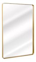 Espelho retangular 70x50cm moldura alumínio dourado