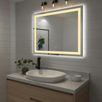 Espelho Retangular 80x60cm Jateado com LED Touch Branco Neutro Horizontal