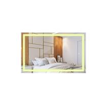Espelho Retangular Botão Touch Screen Jateado Com Led 70x50cm Lapidado Moldura Frio Quente Ou Neutro Espelho Retangular Botão Touch Screen Jateado Com Led 70x50cm Lapidado Moldura Frio Quente Ou Neutro