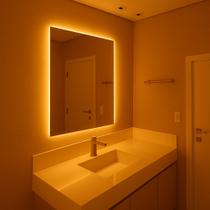 Espelho Retangular Com Led Quente Decorativo Corpo Inteiro De Banheiro E Quarto Demoglass