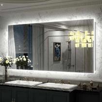 Espelho Retangular Decorativo com LED e Touch Screen - Iluminação Ajustável