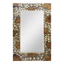 Espelho Retangular Decorativo Moldura Troncos Madeira