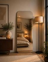 Espelho Retangular Grande 170 X 70 Corpo Inteiro Moderno Lapidado Com Suporte