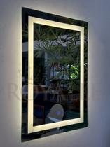Espelho Retangular Jateado Com Led 70x90cm Decorativo