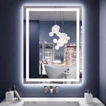 Espelho Retangular Jateado Com Led Tamanho 100x90cm