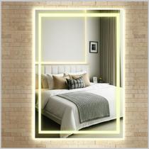 Espelho Retangular Jateado Touch Com Led 60x80 Quarto Luxo Espelho Retangular Jateado Touch Com Led 60x80 Quarto Luxo