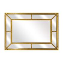 Espelho Retangular Medio Cristal Moldura Dourado Luxo