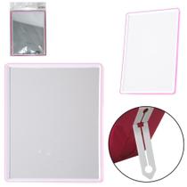 Espelho Retangular Rosa 18x13cm - Plástico e Vidro