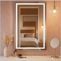 Espelho Retangular Touch Jateado Com Led 90x60 Banheiro Luxo