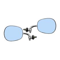 Espelho Retrovisor Convexo Azul Raquete Inox Braço Longo