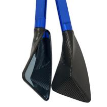 Espelho Retrovisor Esportivo Pirâmide Preto Azul CNC 7160 Espelho Retrovisor Esportivo Pirâmide Preto Azul CNC 7160