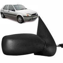 Espelho Retrovisor Externo Controle Manual Base de Plástico Convexo Preto Ford Fiesta Street 1996 até 2006