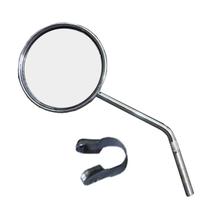 Espelho Retrovisor Redondo Aço C/Haste Refletor Cromado