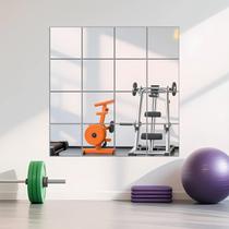 Espelho Ruomeng Home Gym montado na parede 30x30cm 16 unidades Espelho Ruomeng Home Gym montado na parede 30x30cm 16 unidades