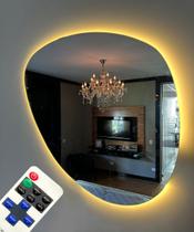 Espelho Sala de Estar 80cm Com LED Branco Quente e Controle - V.A Decor