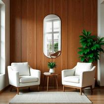 Espelho Solis 90x40 cm Design Orgânico Instalação na Vertical Horizontal Suporte