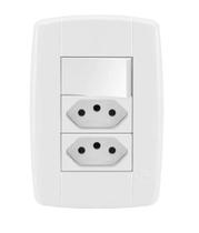 Espelho Tomada Dupla 2P+T Interruptor Simples 10A 250V Ilumi Espelho Tomada Dupla 2P+T Interruptor Simples 10A 250V Ilumi