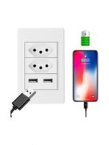 Espelho Tomada Duplo Usb Entrada 3 Pinos Bivolt Carregador Espelho Tomada Duplo Usb Entrada 3 Pinos Bivolt Carregador