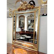 Espelho Vertical 140cm Cristal Bisotê Entalhes Florais e Musicais