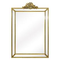 Espelho Vertical Grande Cristal Bisotê Ouro Envelhecido